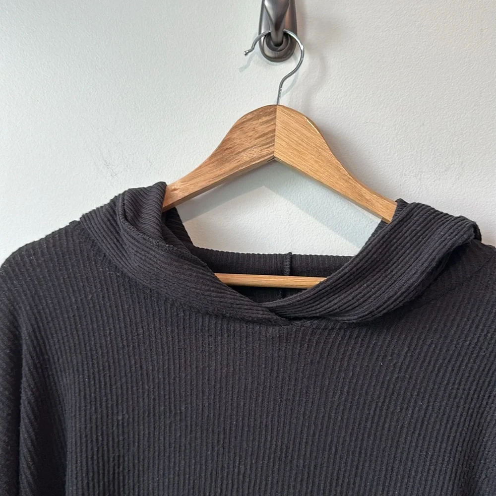 NWT PST by Project Social T Wren Small Rib Knit Soft Hoodie Top Blac Women's L - Picture 3 of 8